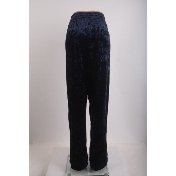 Zara Womens Crushed Velvet Pants Trousers XL Navy Blue drawstring 8245/600 NWT - Picture 5 of 8